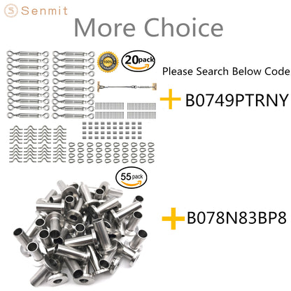 Senmit 1/8 Stainless Steel Aircraft Wire Rope for Deck Cable Railing Kit,7x7 300Feet T316 Marin Grade - Senmit 