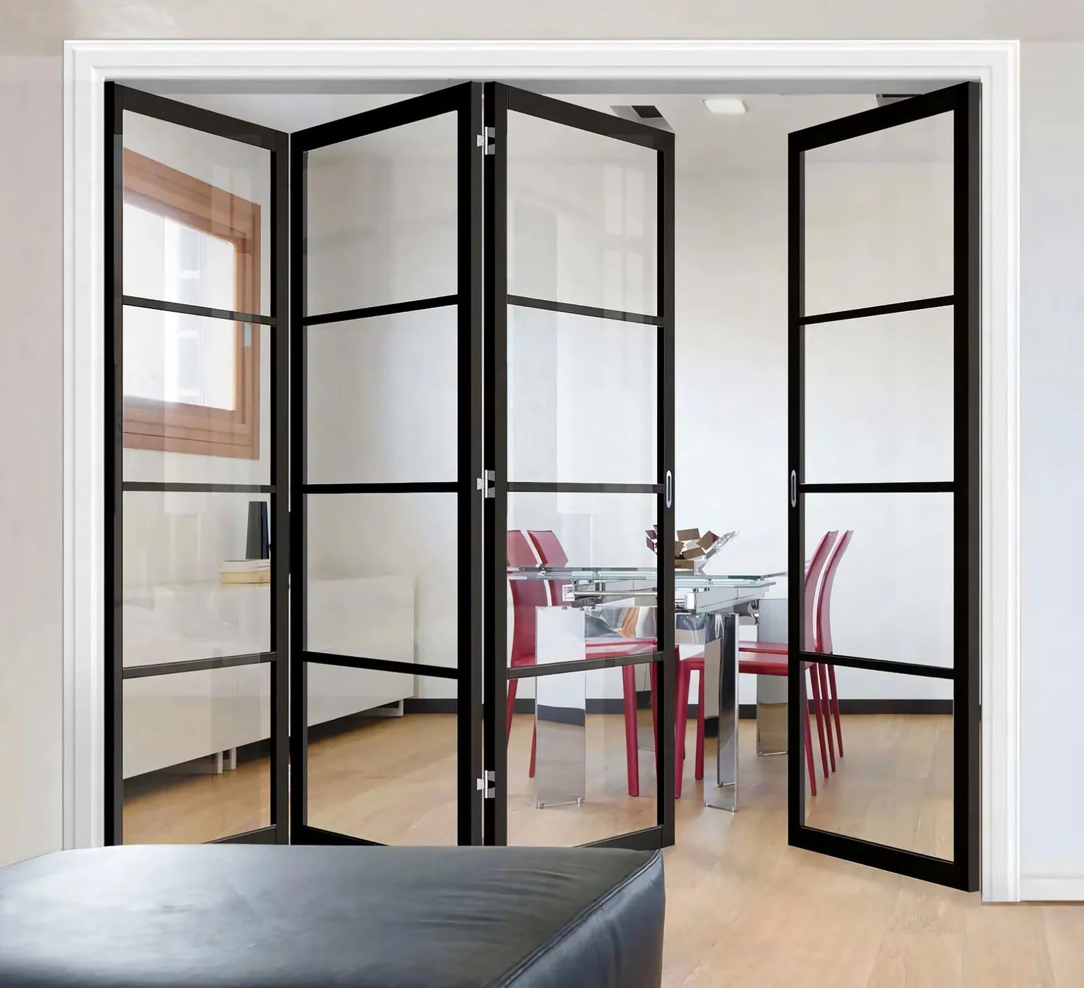 Slim aluminum folding doors