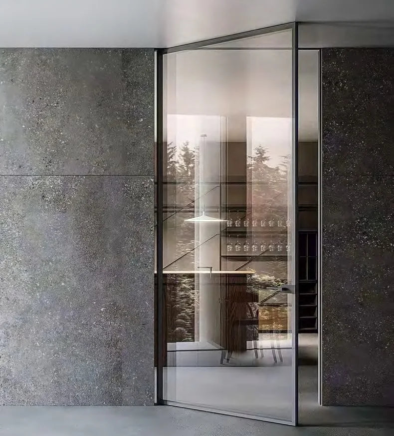 Slim aluminum pivot door