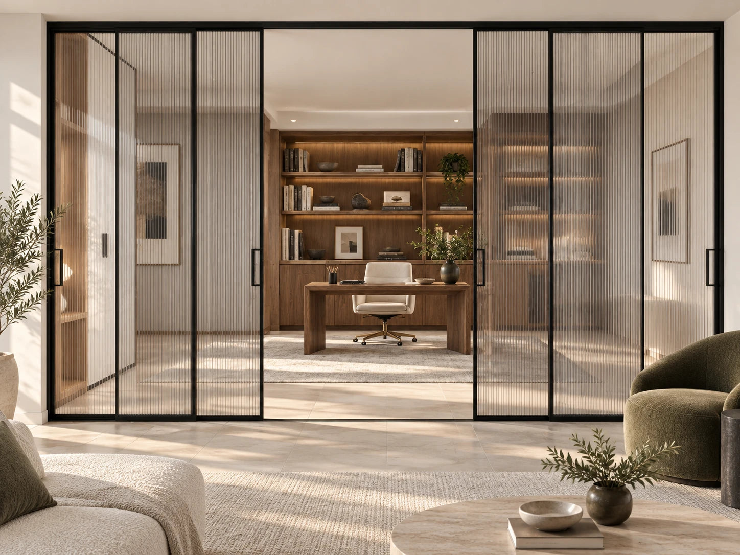 Slim aluminum architectural doors