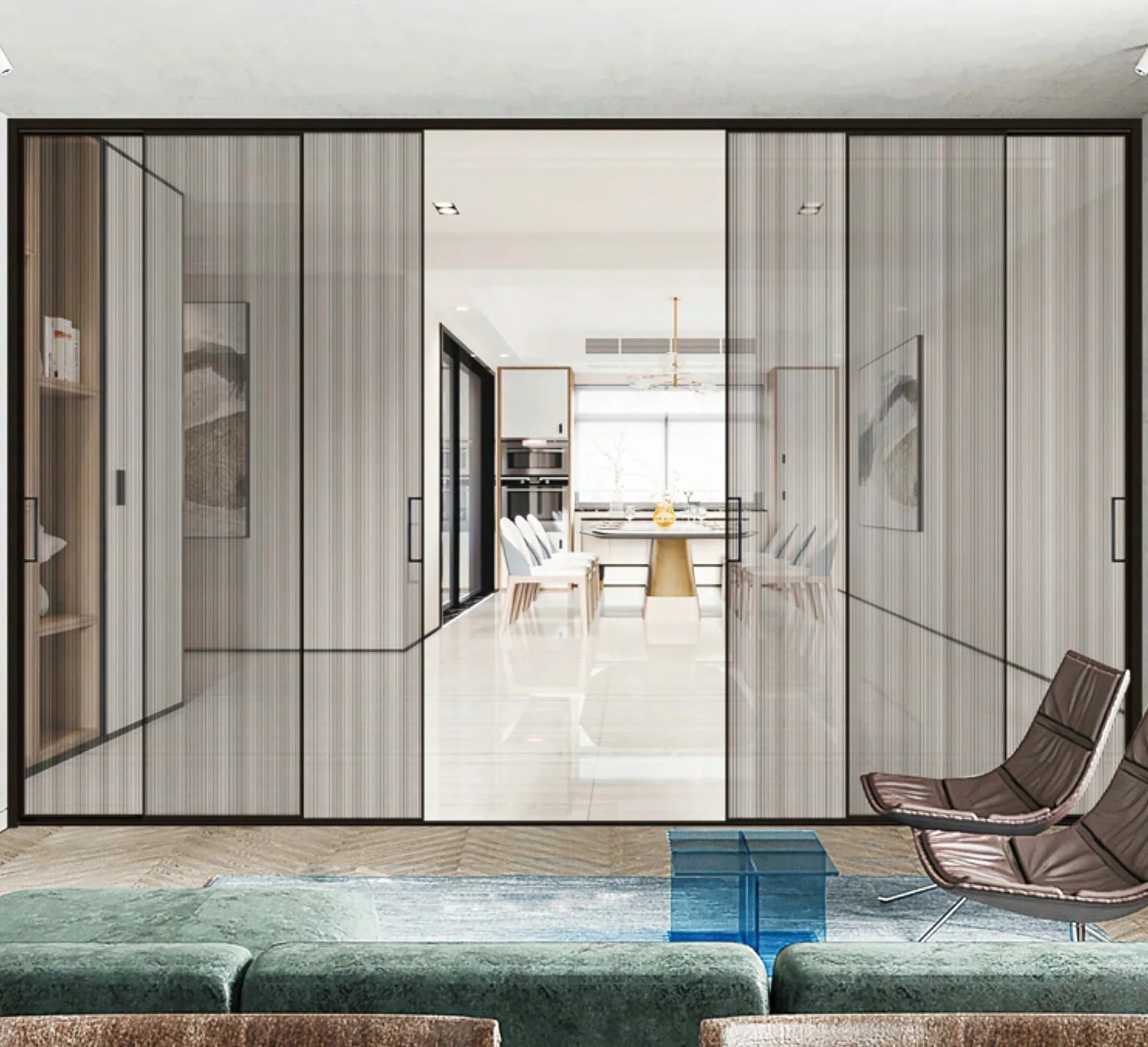 Slim aluminum architectural doors