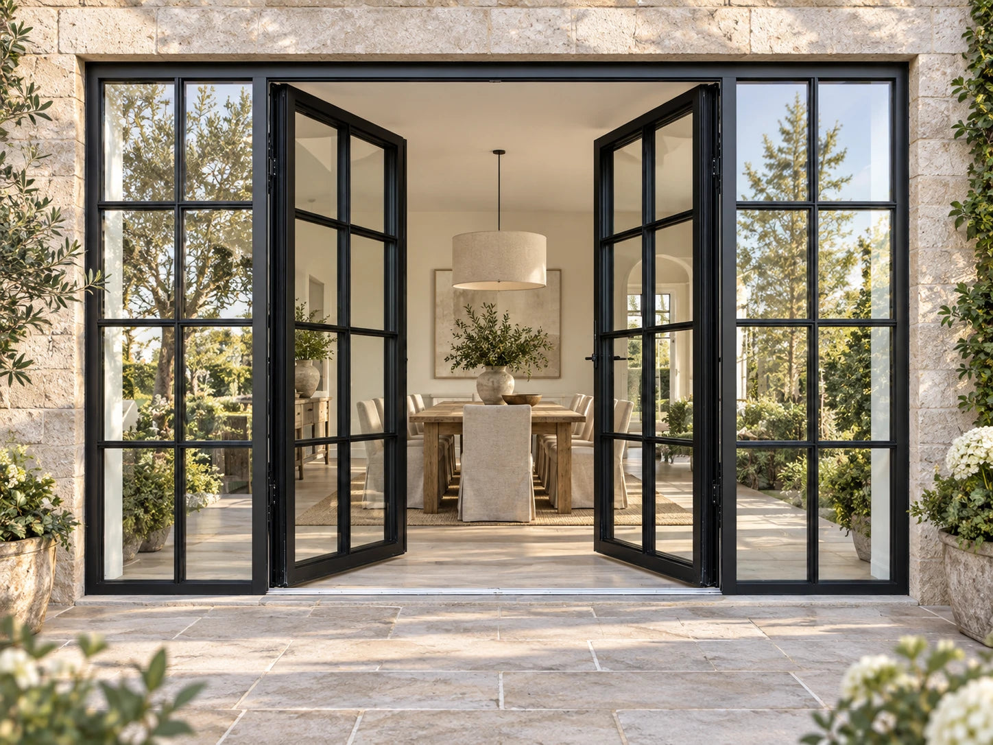 French-style slim steel doors