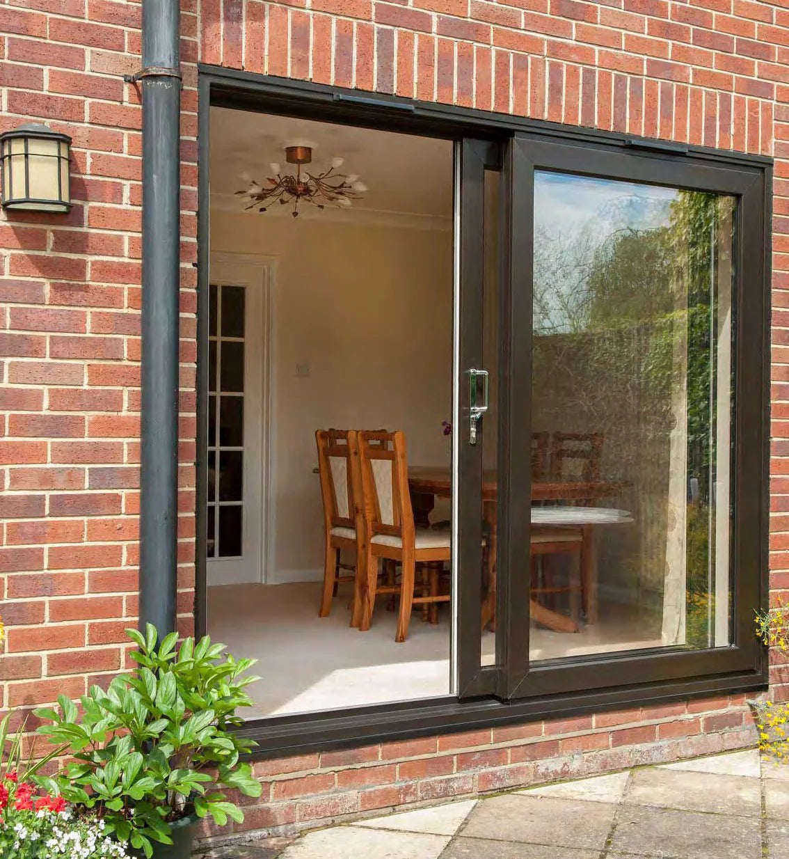 Dark uPVC sliding patio door